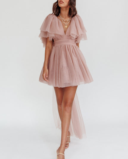Blush Star Power Tulle Train Mini Dress