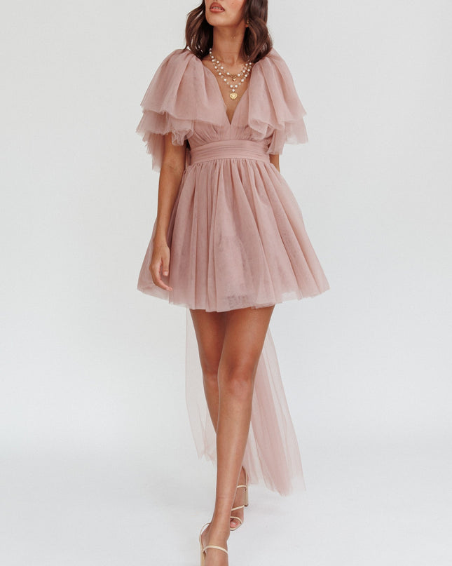 Blush Star Power Tulle Train Mini Dress