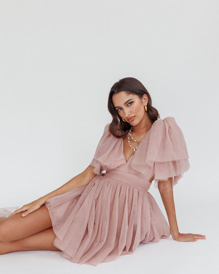 Blush Star Power Tulle Train Mini Dress