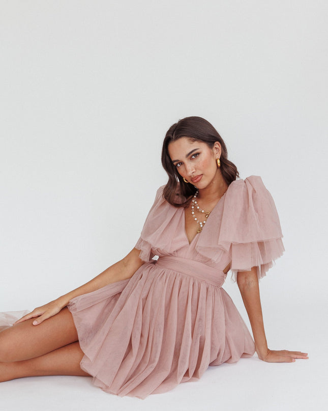 Blush Star Power Tulle Train Mini Dress