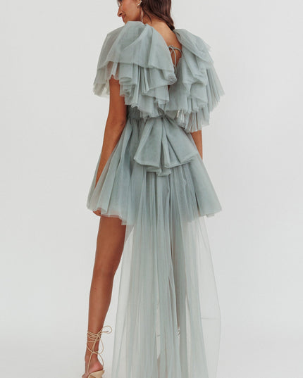 Pistachio Star Power Tulle Train Mini Dress