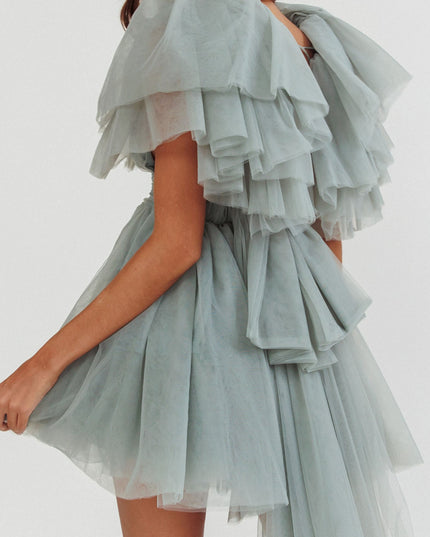Pistachio Star Power Tulle Train Mini Dress