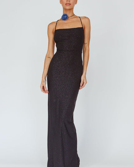 Black Lace-Up Back Maxi Dress Sparkle