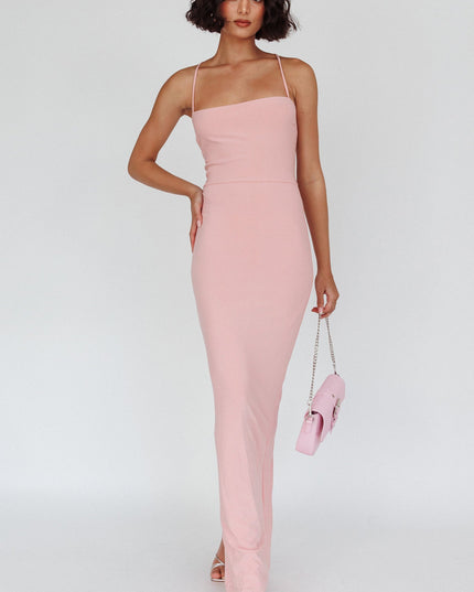 Pink Lace-Up Back Maxi Dress Sparkle