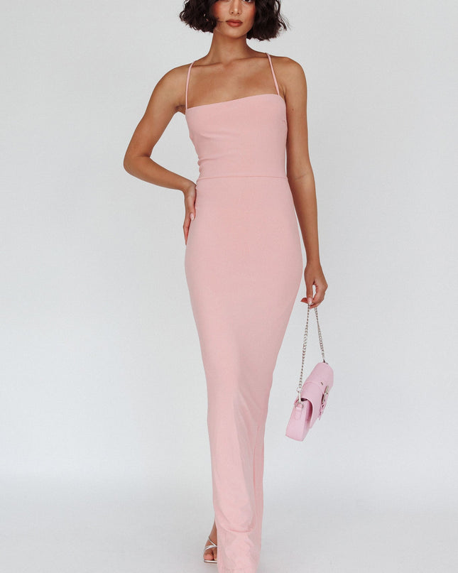 Pink Lace-Up Back Maxi Dress Sparkle