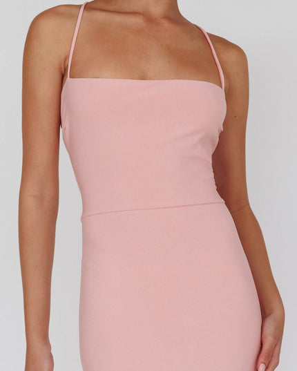 Pink Lace-Up Back Maxi Dress Sparkle