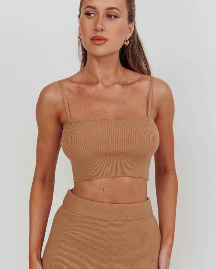 Camel Cropped Ribbed Cami Top