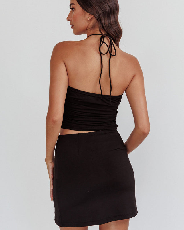 Black Rose Bust Halter Top