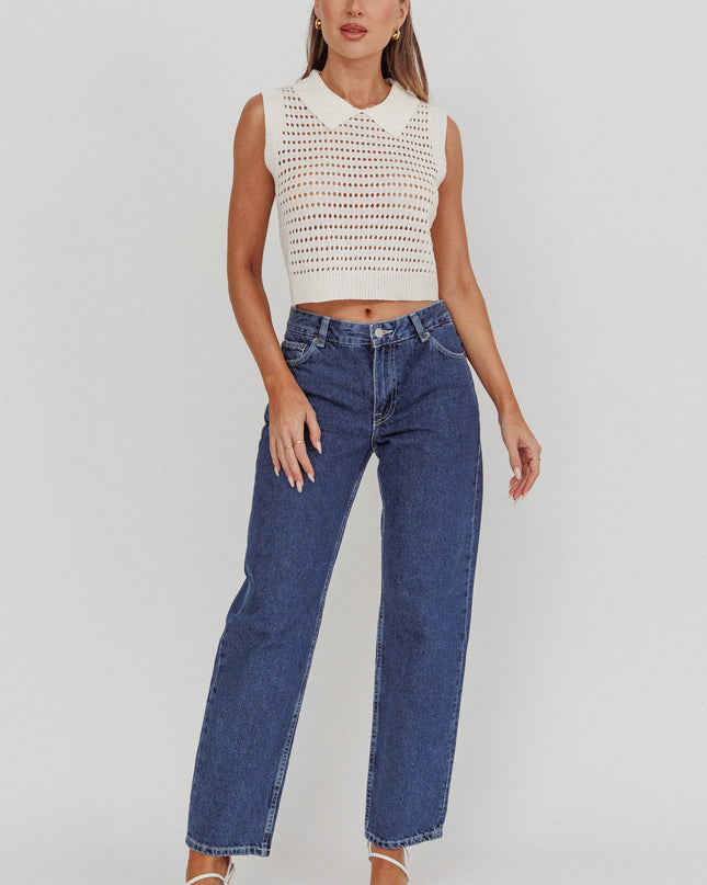 Ivory Collared Sleeveless Knit Top