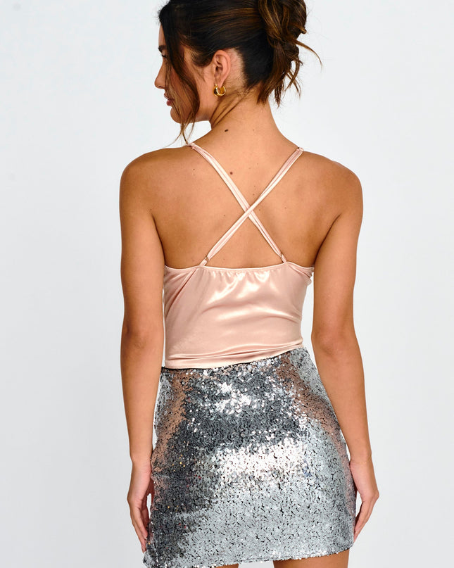 Silver Up Sequin Mini Skirt