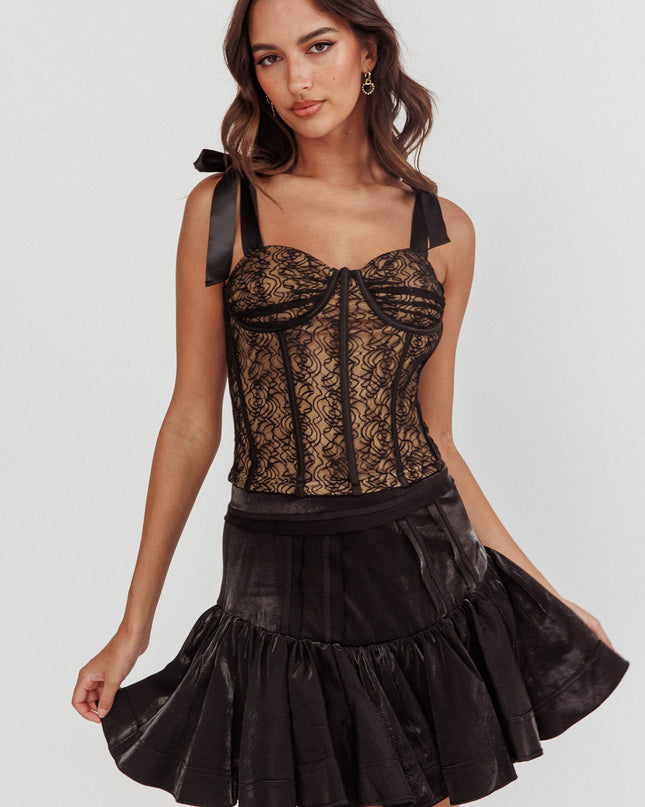 Black Bow Shoulder Corset Top