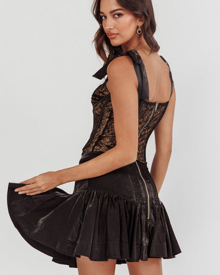 Black Bow Shoulder Corset Top