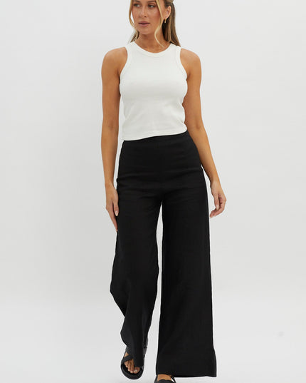 White Crew Neck Ribbed Top
