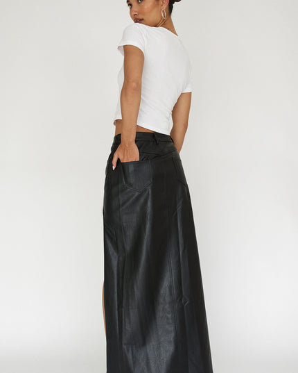 Black High Split Maxi Skirt