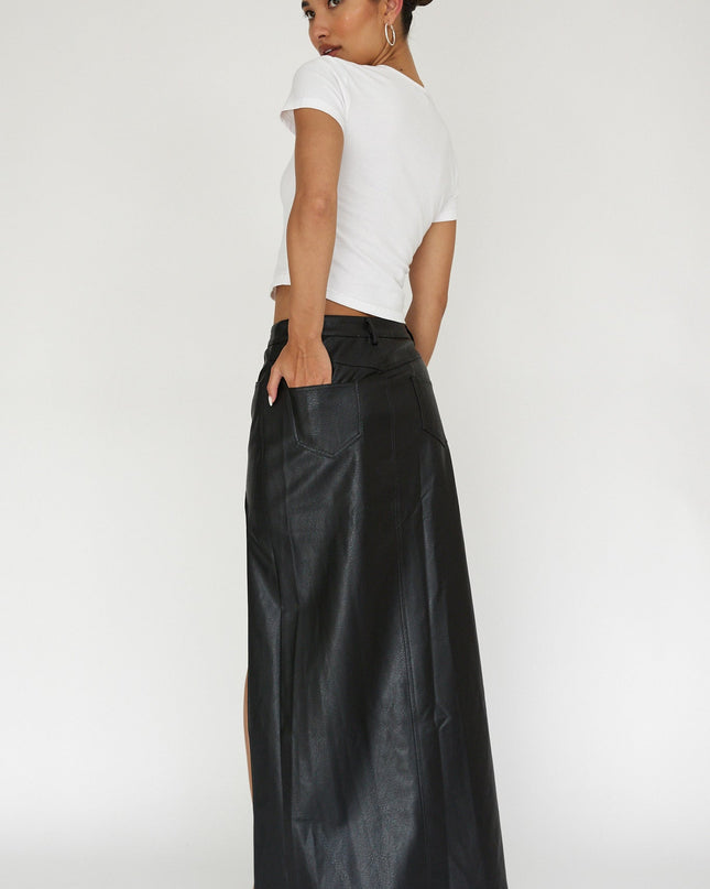 Black High Split Maxi Skirt