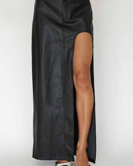 Black High Split Maxi Skirt