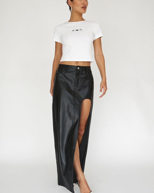 Black High Split Maxi Skirt