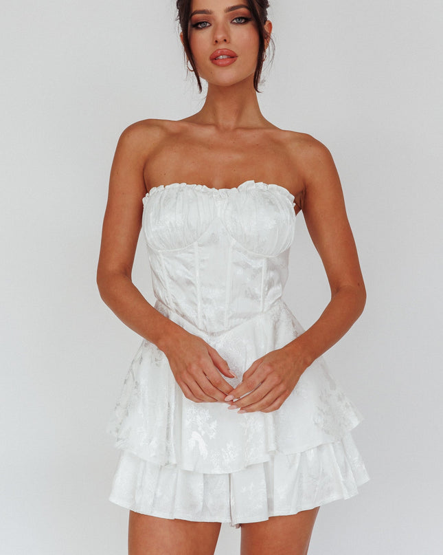 Ivory Sky Gathered Bust Romper