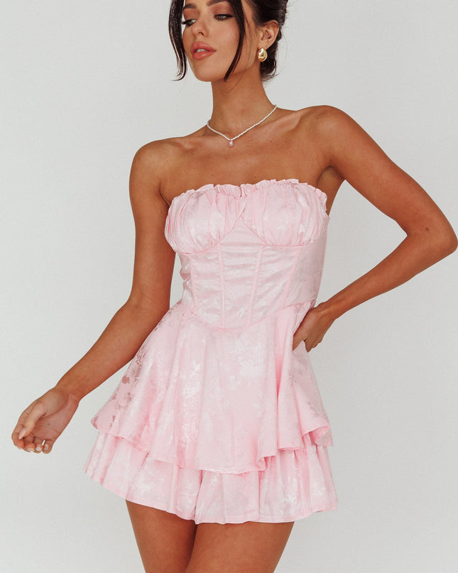 Pink Sky Gathered Bust Romper