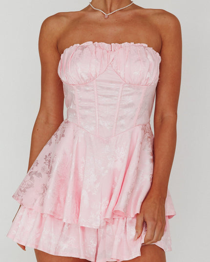 Pink Sky Gathered Bust Romper