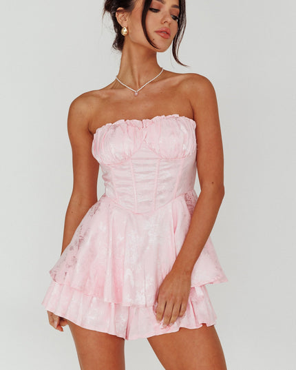 Pink Sky Gathered Bust Romper