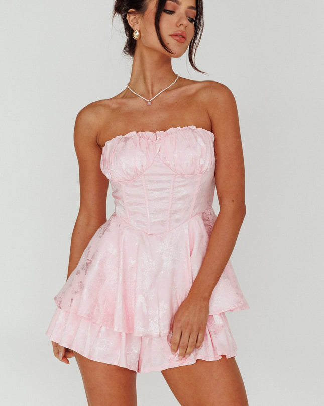 Pink Sky Gathered Bust Romper