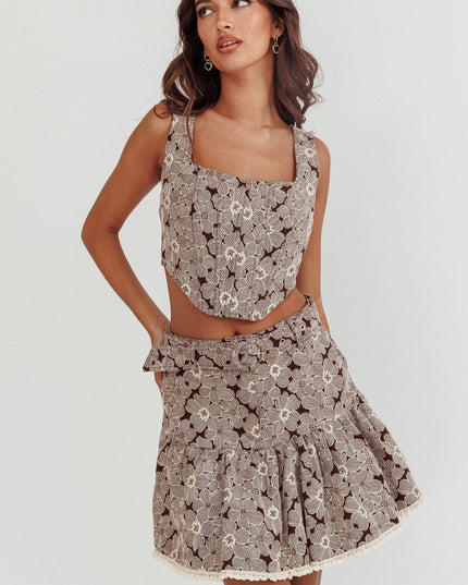Brown Corset Top Floral