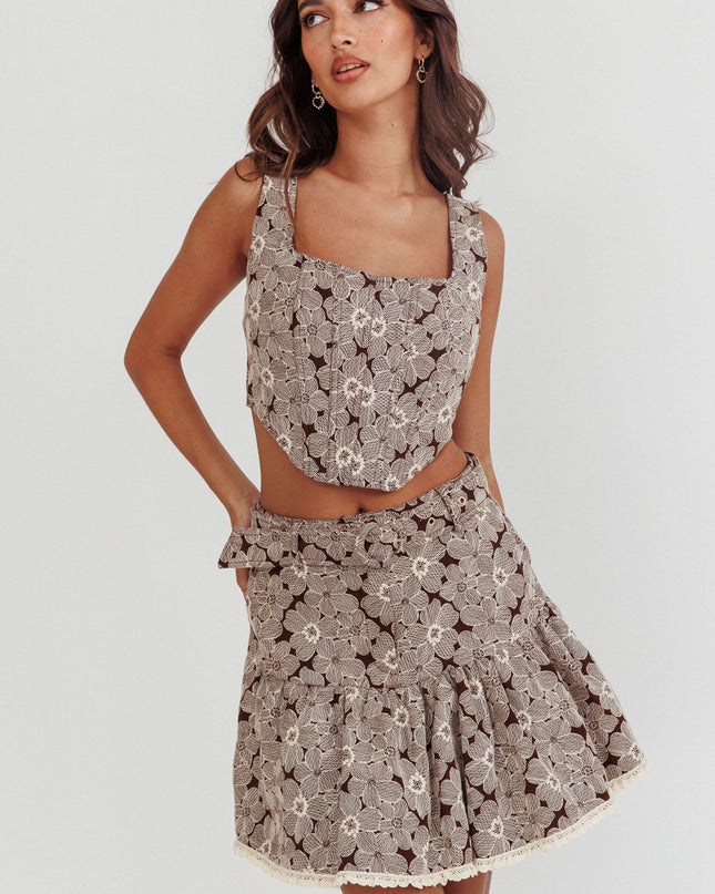 Brown Corset Top Floral