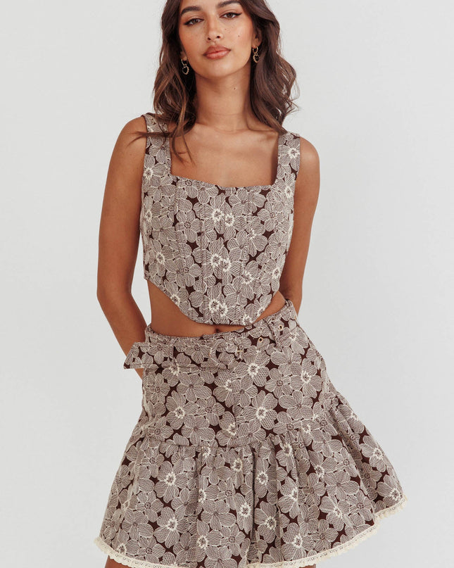 Brown Corset Top Floral