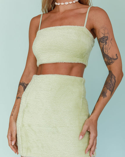 Pistachio Fluffy Mini Skirt