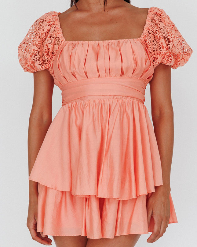 Apricot Halo Lace Sleeve Romper