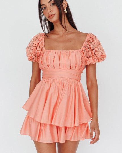 Apricot Halo Lace Sleeve Romper