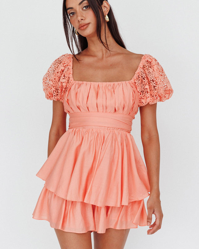 Apricot Halo Lace Sleeve Romper