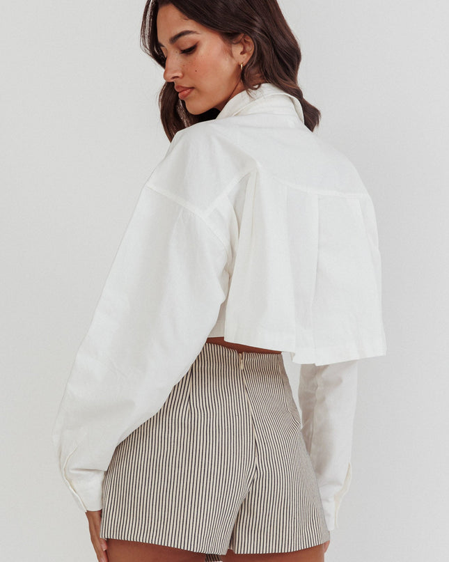 Slit Mini Skirt Stripe Linen