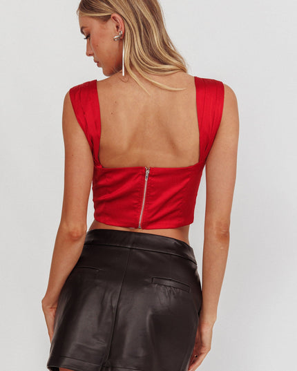Red Lace Bust Top