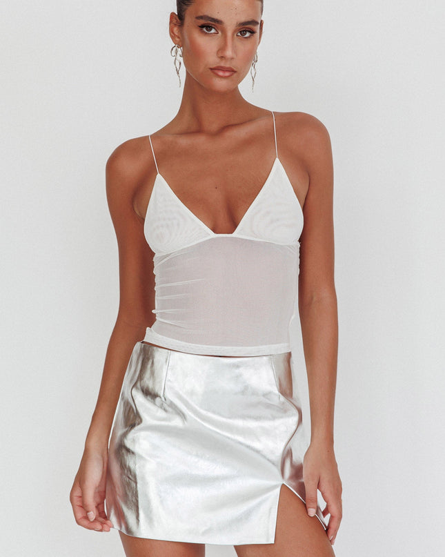 Silver PU Mini Skirt