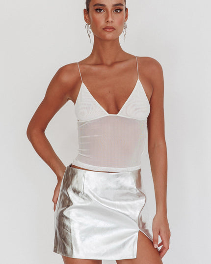 Silver PU Mini Skirt