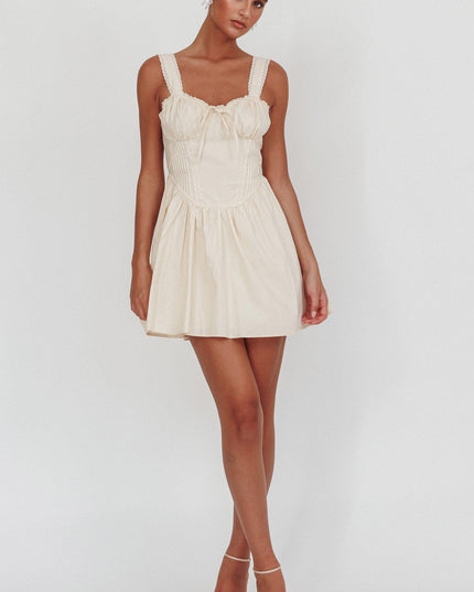 Cream Corset Bodice Bow Mini Dress