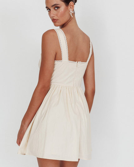 Cream Corset Bodice Bow Mini Dress
