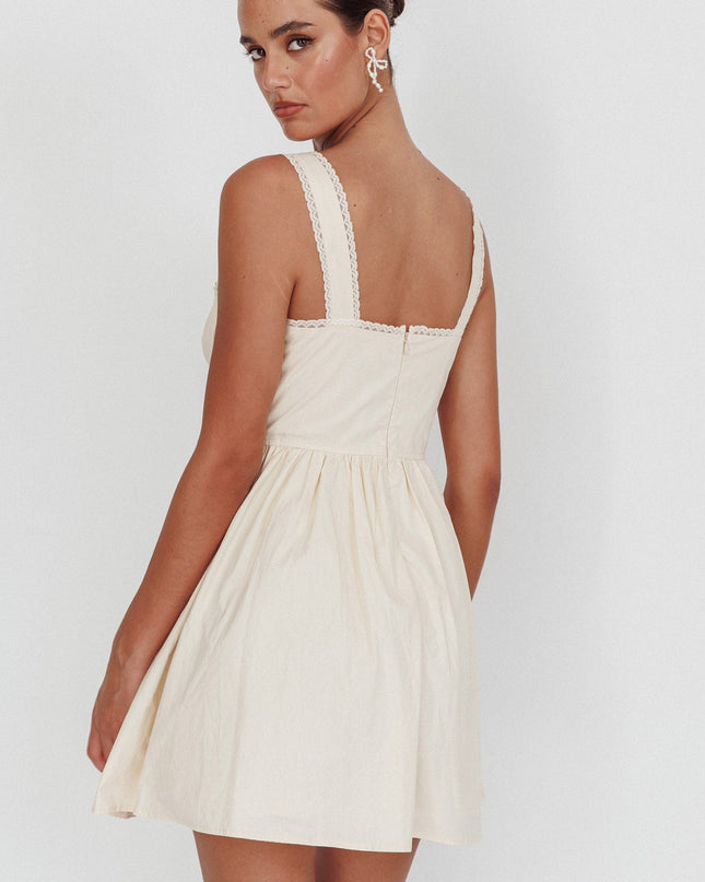 Cream Corset Bodice Bow Mini Dress