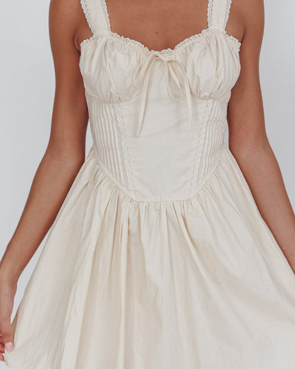 Cream Corset Bodice Bow Mini Dress