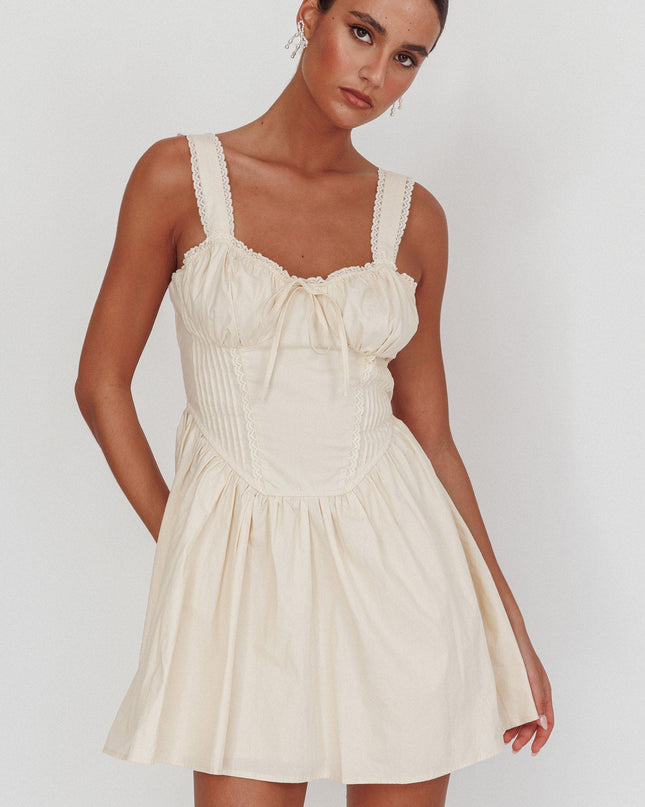 Cream Corset Bodice Bow Mini Dress
