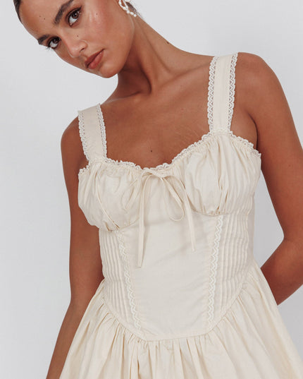 Cream Corset Bodice Bow Mini Dress