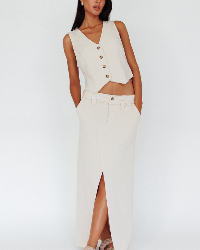Long Awaited Faux Placket Maxi Skirt Seashell