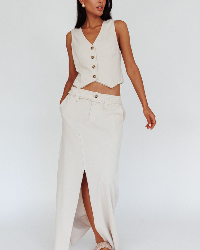 Long Awaited Faux Placket Maxi Skirt Seashell
