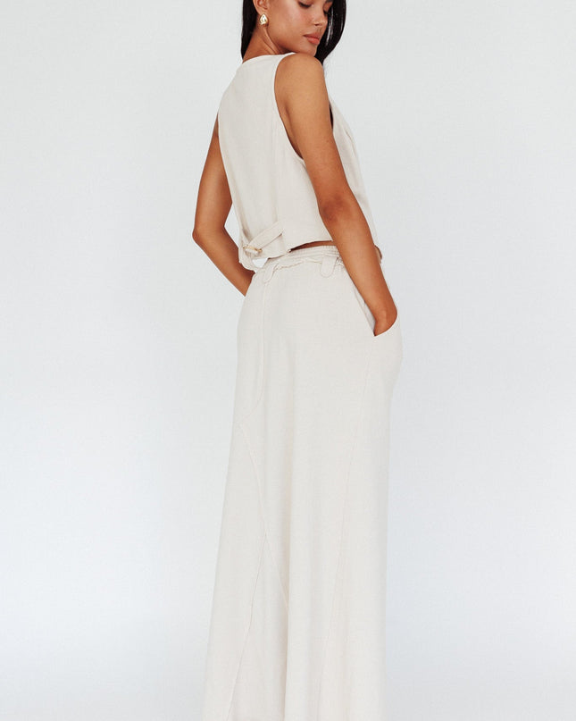 Long Awaited Faux Placket Maxi Skirt Seashell