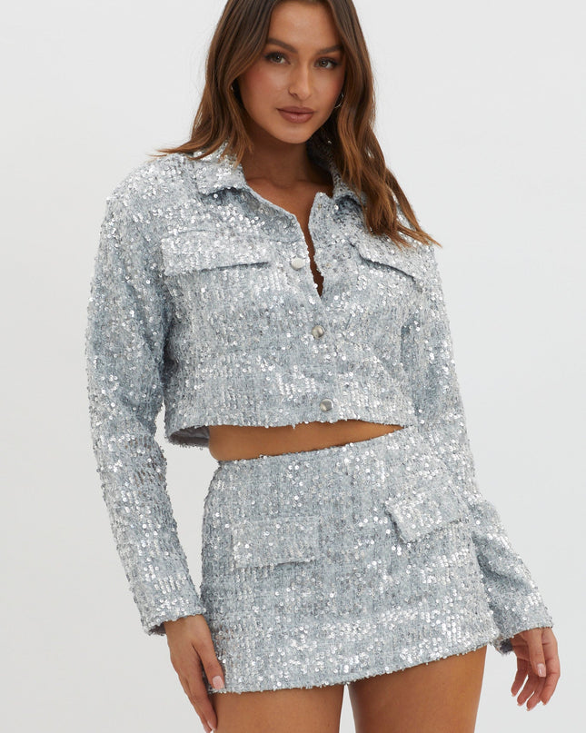 Silver Dollhouse Sequin Skort