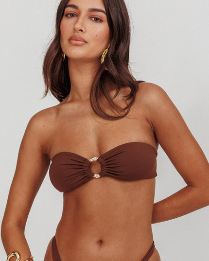 Bandeau O-Ring Bikini Top Choc
