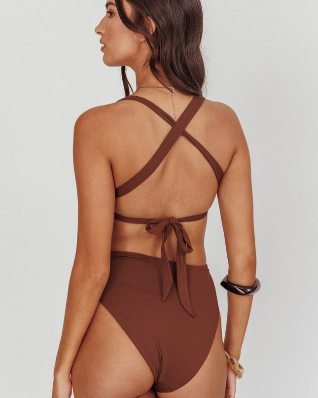 High Waist Bikini Bottom Choc