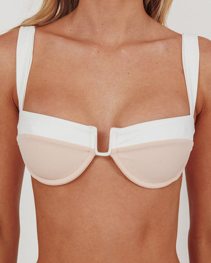 Blush/Off White Tied Back Bikini Top